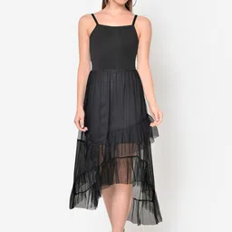 Martini Women Black Solid Fit and Flare Dress-image-33