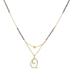 Digital Dress Room Black Gold-Plated Stone-Studded & Beaded Alphabet Q Letter Mangalsutra image 4