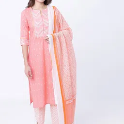 Vishudh Women Coral & White Printed Dupatta-image-20