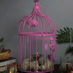 Homesake Pink Bird Cage with Hanging Chain-image-35