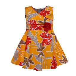 Wish Karo Girls Yellow Floral Printed Fit and Flare Dress-picture-6