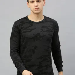 SPYKAR Men Charcoal Grey Printed Pullover Sweater-picture-10