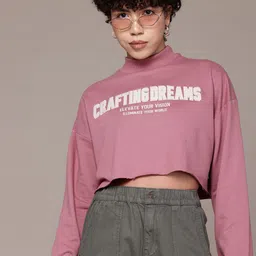 The Roadster Lifestyle Co. Women Printed Crop Sweatshirt-image-8