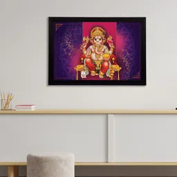 eCraftIndia Purple & Pink Satin Matt Texture Lord Ganesha UV Wall Art-picture-26