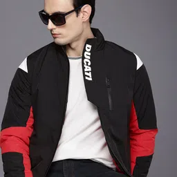 Ducati Mock Collar Brand Logo Printed Padded Jacket-image-33