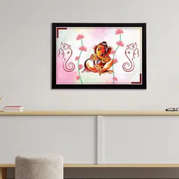 eCraftIndia White & Orange Lord Ganesha Satin Matt Textured UV Wall Art-picture-39