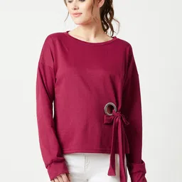 Miss Chase Women Maroon Solid Sweatshirt-picture-23