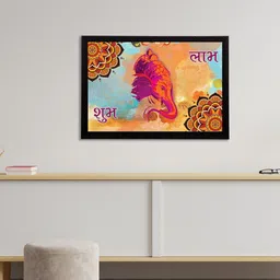 eCraftIndia Blue & Purple Lord Ganesha Satin Matt Textured UV Wall Art-picture-14