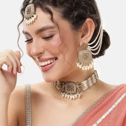 MEIRA JEWELLERY Gold Plated Pearl Jewellery Set image 2