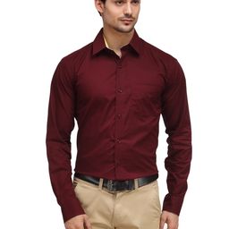 Hancock Men Maroon Slim Fit Solid Formal Shirt-picture-28