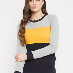 Nun Women Grey & Yellow Colourblocked Sweatshirt-picture-19