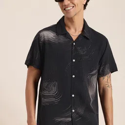 HERE&NOW Abstract Printed Relaxed Fit Casual Shirt-picture-20