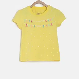 MINI KLUB Girls Yellow Printed A-Line Pure Cotton Top-picture-10
