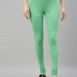 TWIN BIRDS Women Green Solid Churidar-Length Leggings-image-81