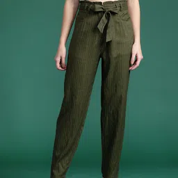 DressBerry Women Striped Pure Cotton Trousers-image-80