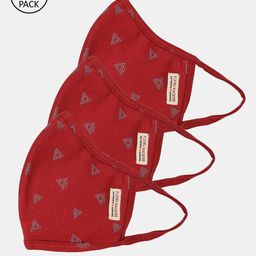 Flying Machine Unisex Pack Of 3 Red & Grey Printed 3-Ply Reusable Cloth Masks-picture-38