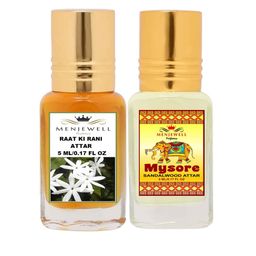 Menjewell Set of 2 Raat Ki Rani & Mysore Sandalwood Attar - 5 ml each-picture-8