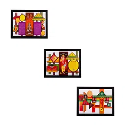 eCraftIndia Set of 3 Multicoloured Religious UV Wall Art image 1