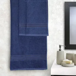 BIANCA Set Of 3 Blue Solid 380 GSM Super-Soft bath Towels-image-61