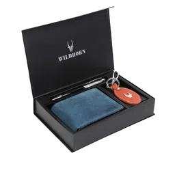 WildHorn Men Blue & Orange RFID Protected Genuine Leather Accessory Gift Set-picture-16