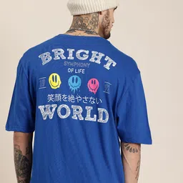 HERE&NOW Pure Cotton Printed Drop-Shoulder Sleeves Oversized Fit T-shirt-picture-34