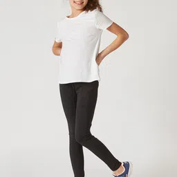 Domyos By Decathlon Girls Black Solid Ankle-Length Gym Leggings-image-16
