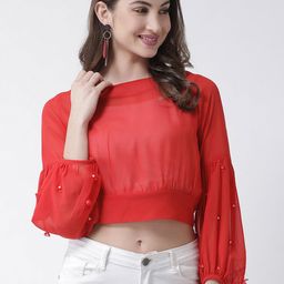 KASSUALLY Women Red Solid Blouson Top-picture-45
