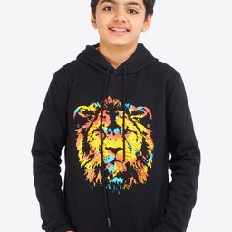 ariel Boys Black Printed Hooded Sweatshirt-picture-4