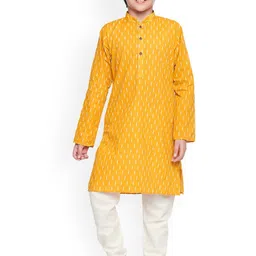 Jeetethnics Boys Yellow & White Printed Kurta with Pyjamas-picture-31