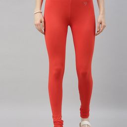TWIN BIRDS Women Coral Red Solid Churidar-Length Leggings-picture-39