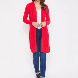 JUMP USA Women Red Solid Open-Front Acrylic Shrug-picture-37