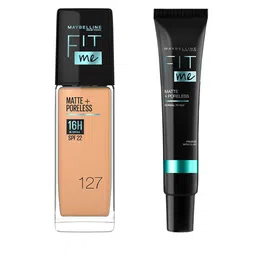 Maybelline Set of New York Fit me Primer Matte + Poreless + Liquid Foundation-127-image-11