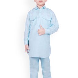 SG YUVRAJ Boys Blue Solid Kurta with Pyjamas-picture-47
