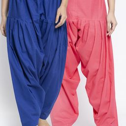 GRACIT Women Pack Of 2 Blue & Coral Solid Salwars-picture-7