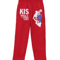 SWEET ANGEL Boys Red Solid Straight Fit Sustainable Track Pants-picture-30