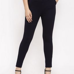 Clora Creation Women Navy Solid Cropped Treggings-picture-35