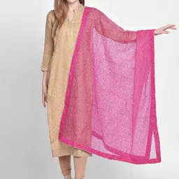 Dupatta Bazaar Women Pink Sequinned Dupatta-image-53