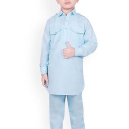 SG YUVRAJ Boys Blue Solid Kurta with Pyjamas-picture-48