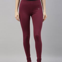 TWIN BIRDS Women Maroon Solid Churidar-Length Leggings-picture-47