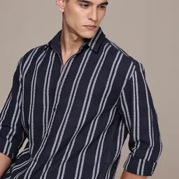 The Roadster Life Co. Striped Drop-Shoulder Sleeves Pure Cotton Relaxed Fit Casual Shirt-image-10