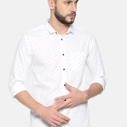 SHOWOFF Men White & Blue Slim Fit Printed Casual Shirt-picture-30