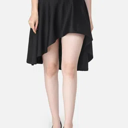 SCORPIUS Women Black Solid Flared Skirt-picture-26