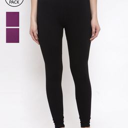 TAG 7 Women Pack Of 3 Solid Churidar-Length Leggings-picture-8