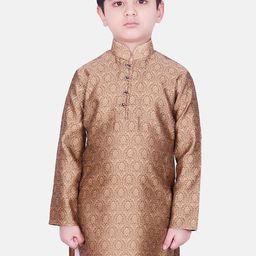SG YUVRAJ Boys Brown Woven Design Straight Kurta-picture-5