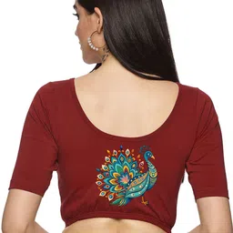 NOT YET by us Back Printed Stretchable Saree Blouse-picture-22