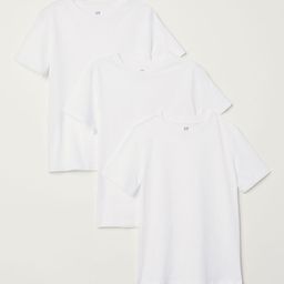 HM Boys White Solid 3-Pack Sustainable Pure Cotton T-shirts-image-23