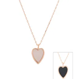 AQUASTREET Rose Gold-Plated Black & Off-White Reversible Heart-Shaped Pendant with Chain-image-44