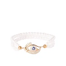 Moon Dust Women Gold-Toned & White Brass American Diamond Gold-Plated Charm Bracelet image 1