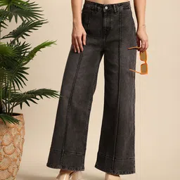 Mast & Harbour Women Wide Leg Light Fade Stretchable Jeans-picture-27