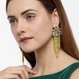 Zaveri Pearls Gold-Toned Contemporary Drop Earrings-picture-40